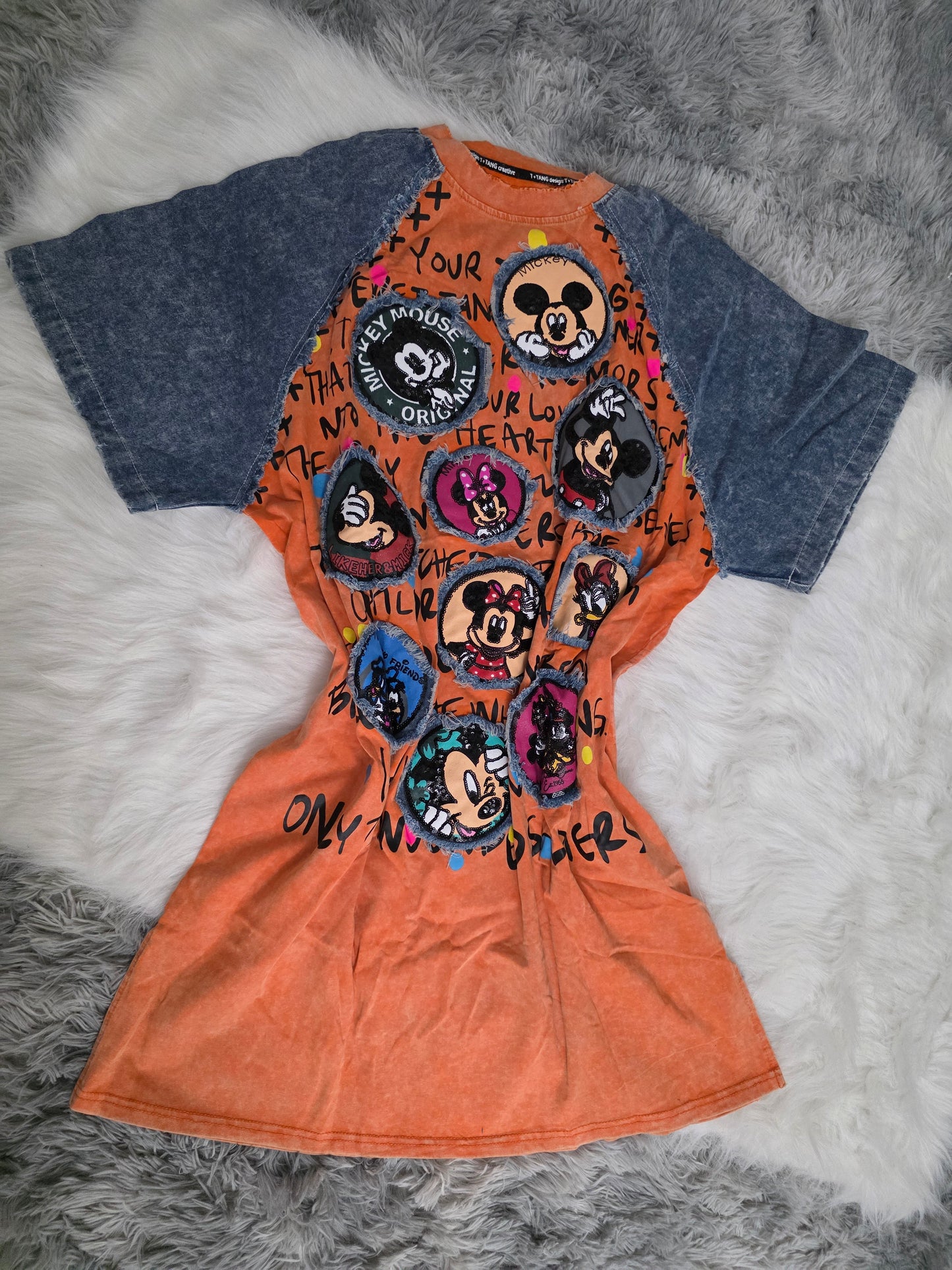 Vestido Denim Style con Bolsillos/Naranja