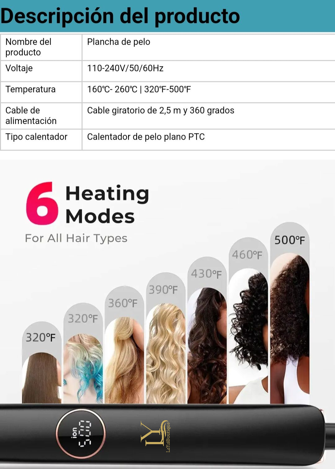 Plancha profesional Para El Cabello LaYaiBoutique