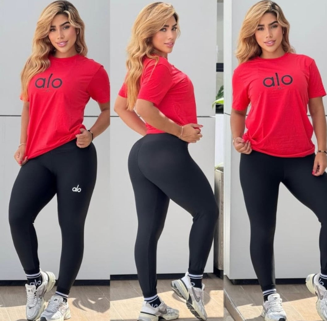 Conjunto Athleisure Luxe Essential/ Rojo y Negro