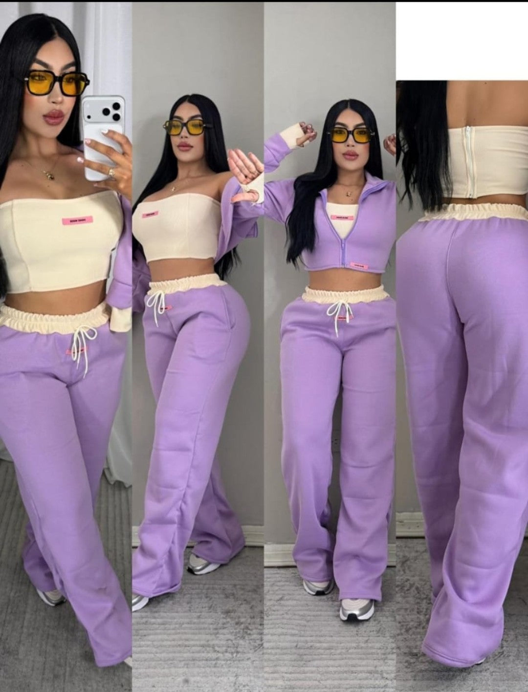 Set de 3 piezas suave lavanda/morado