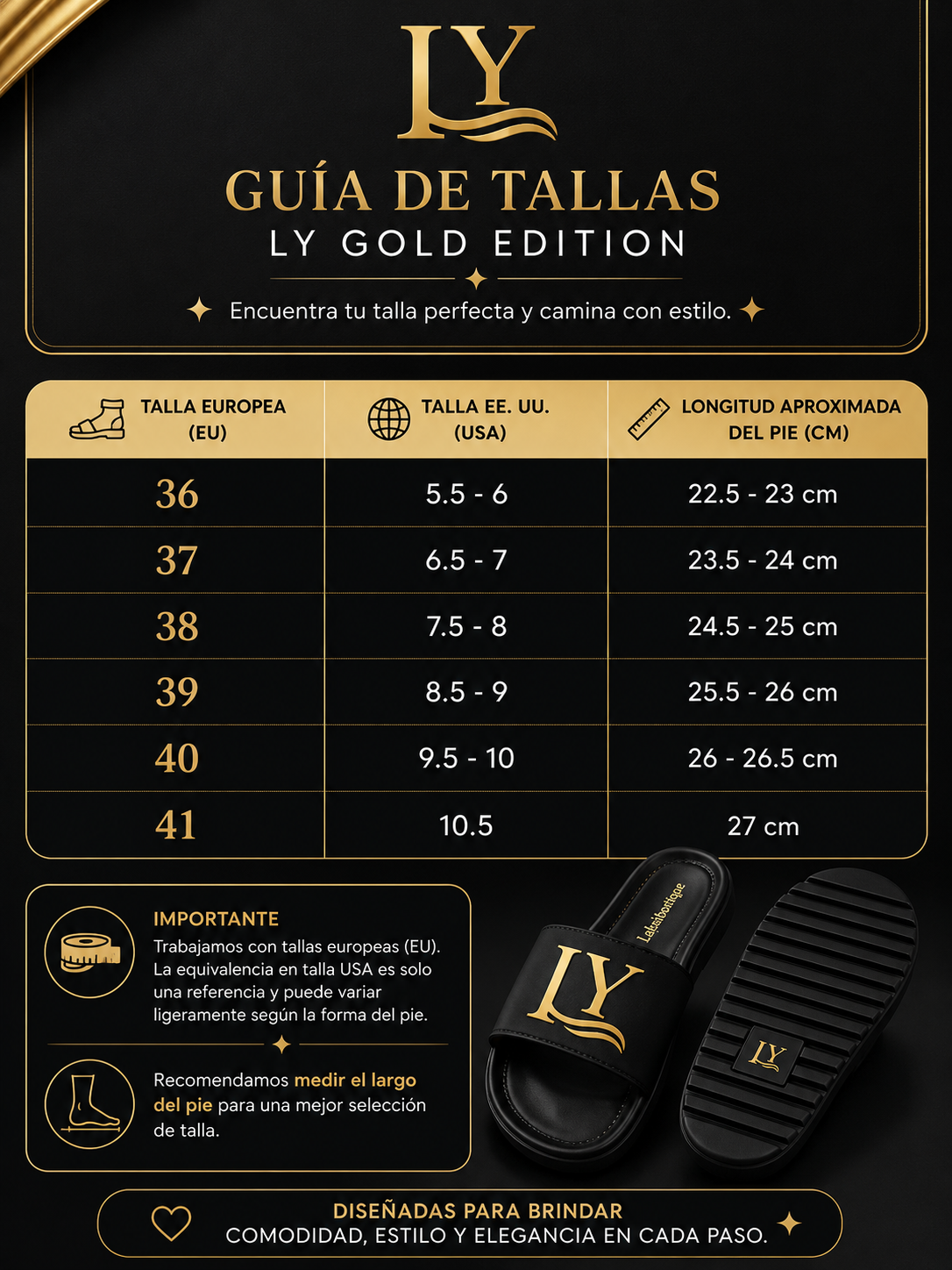 Sandalias LY Essentials/Línea Premium/ Negro