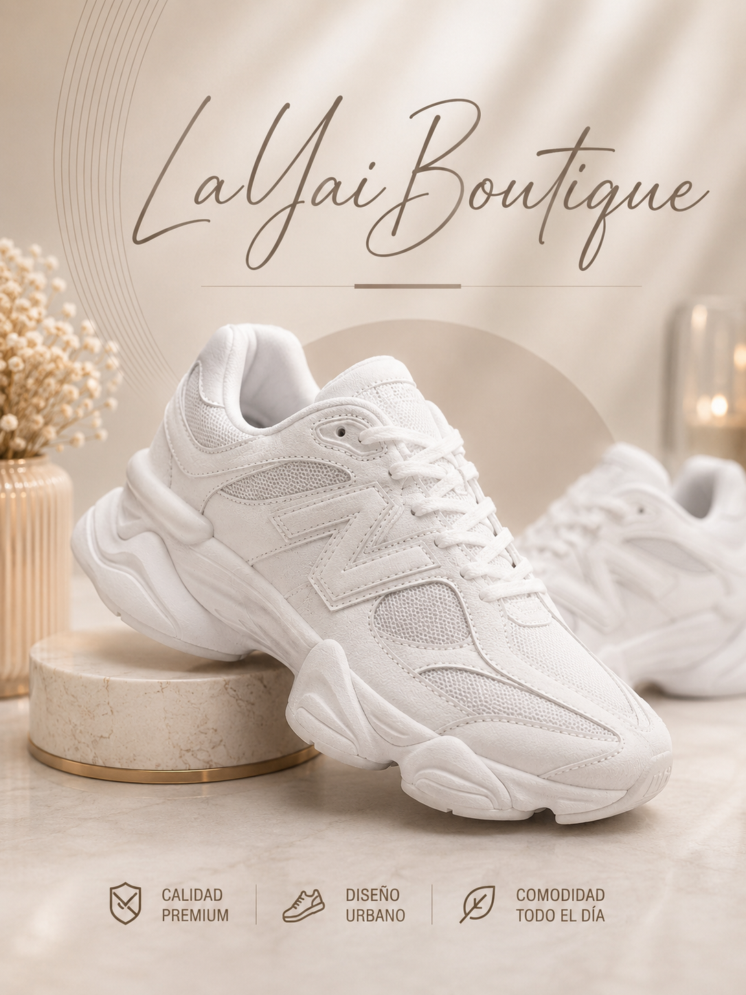 Sneakers Pure White/NB 9060| Línea Premium