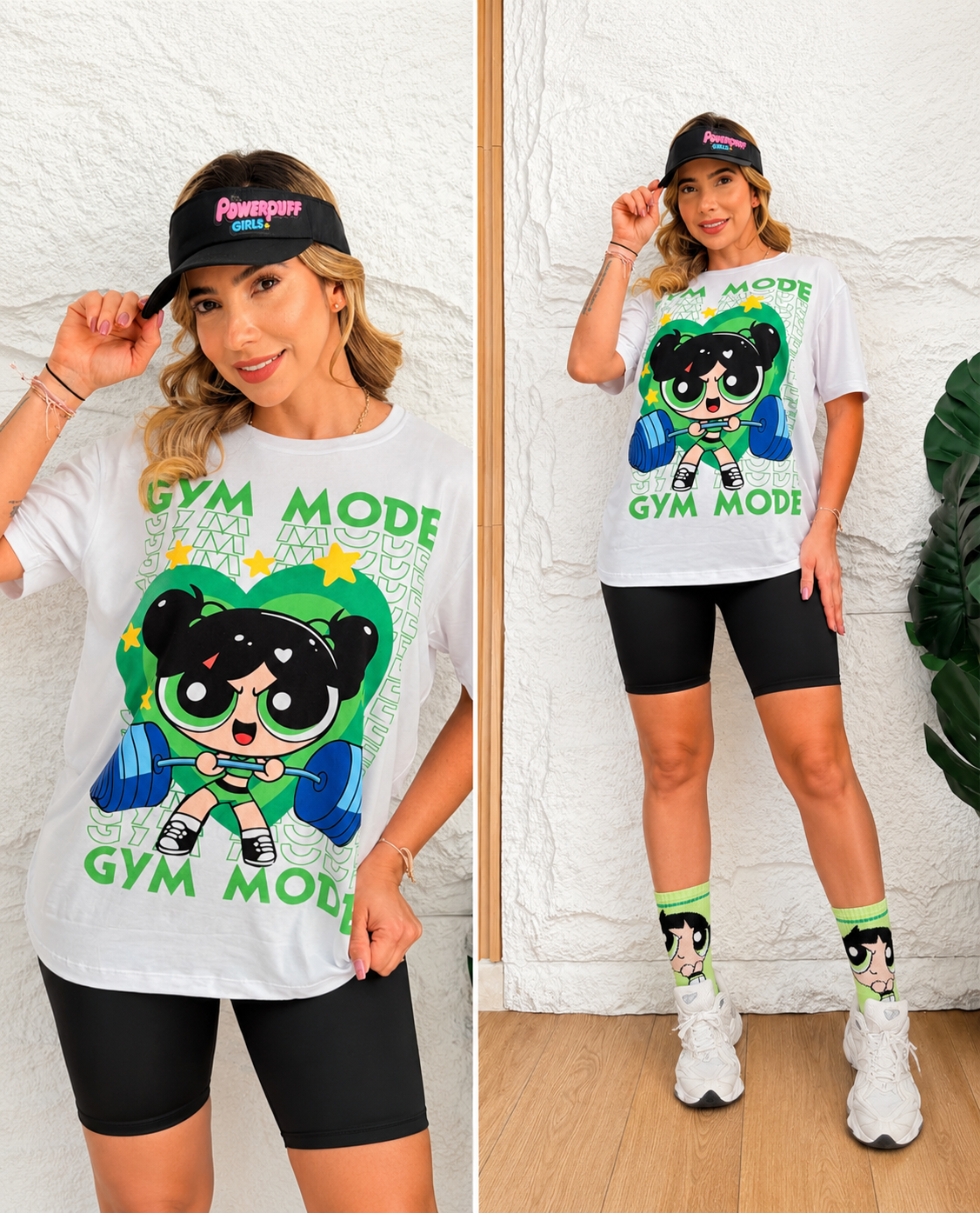 Conjunto Gym Mode Blossom Power/Verde & Negro & Blanco