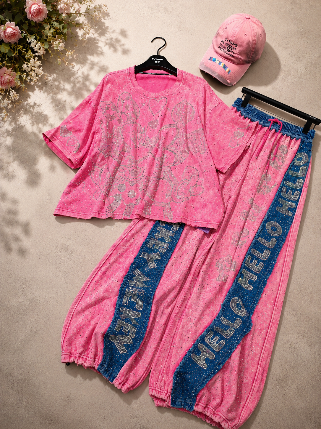 Conjunto Pink Glam Denim Sparkle
