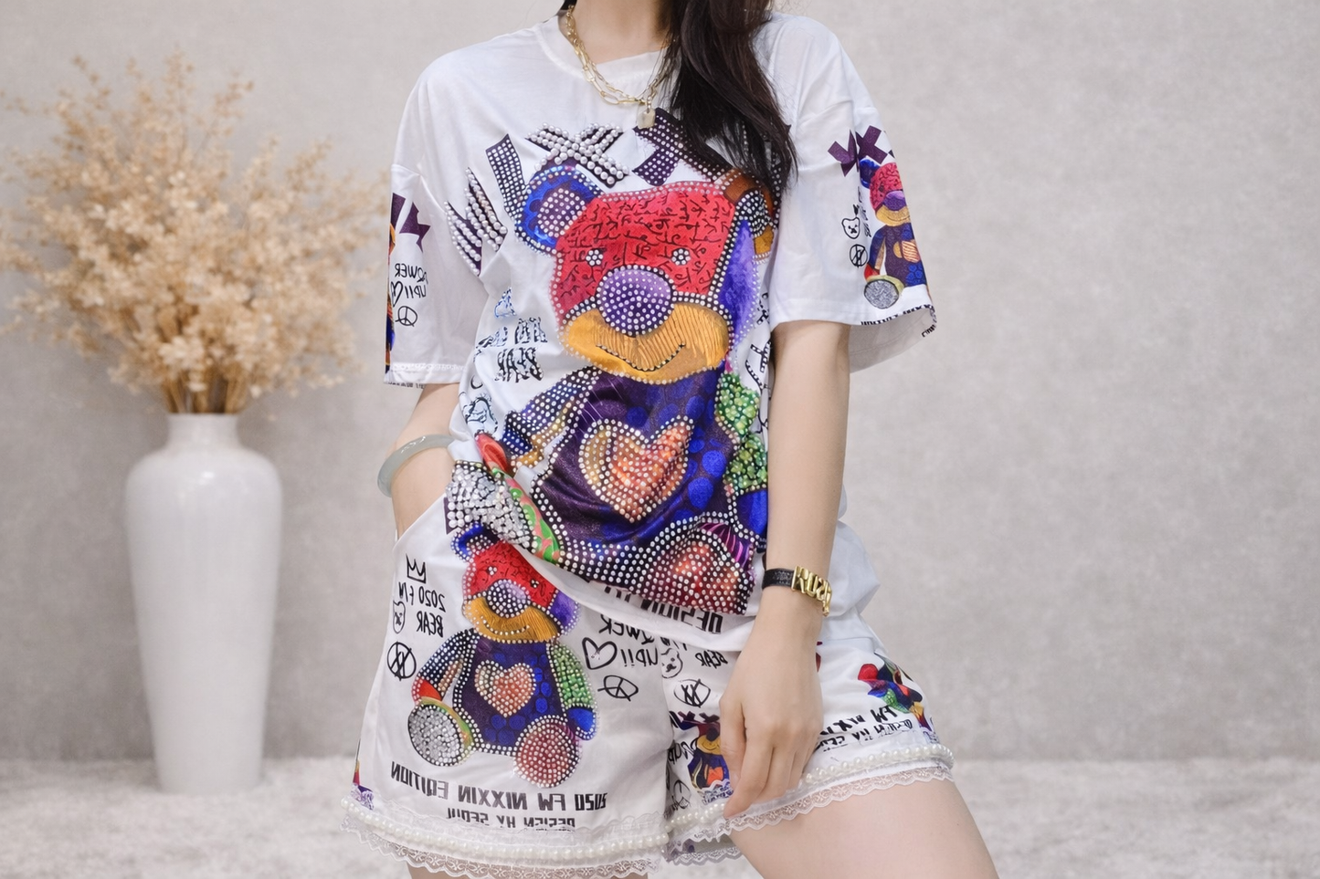 Conjunto Urban Teddy Glam/Blanco/0007