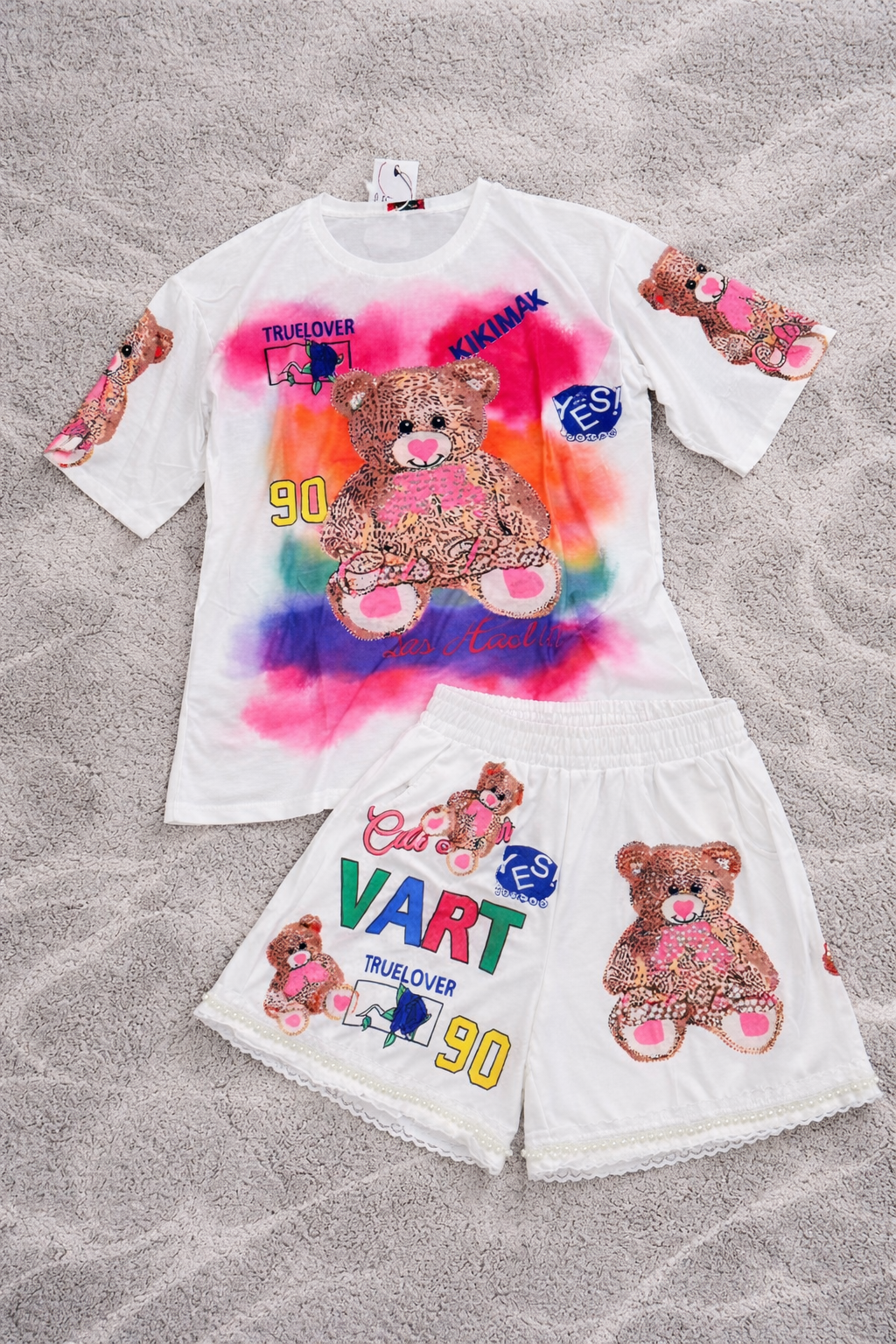 Conjunto Teddy Arcoíris Chic/Blanco/0003