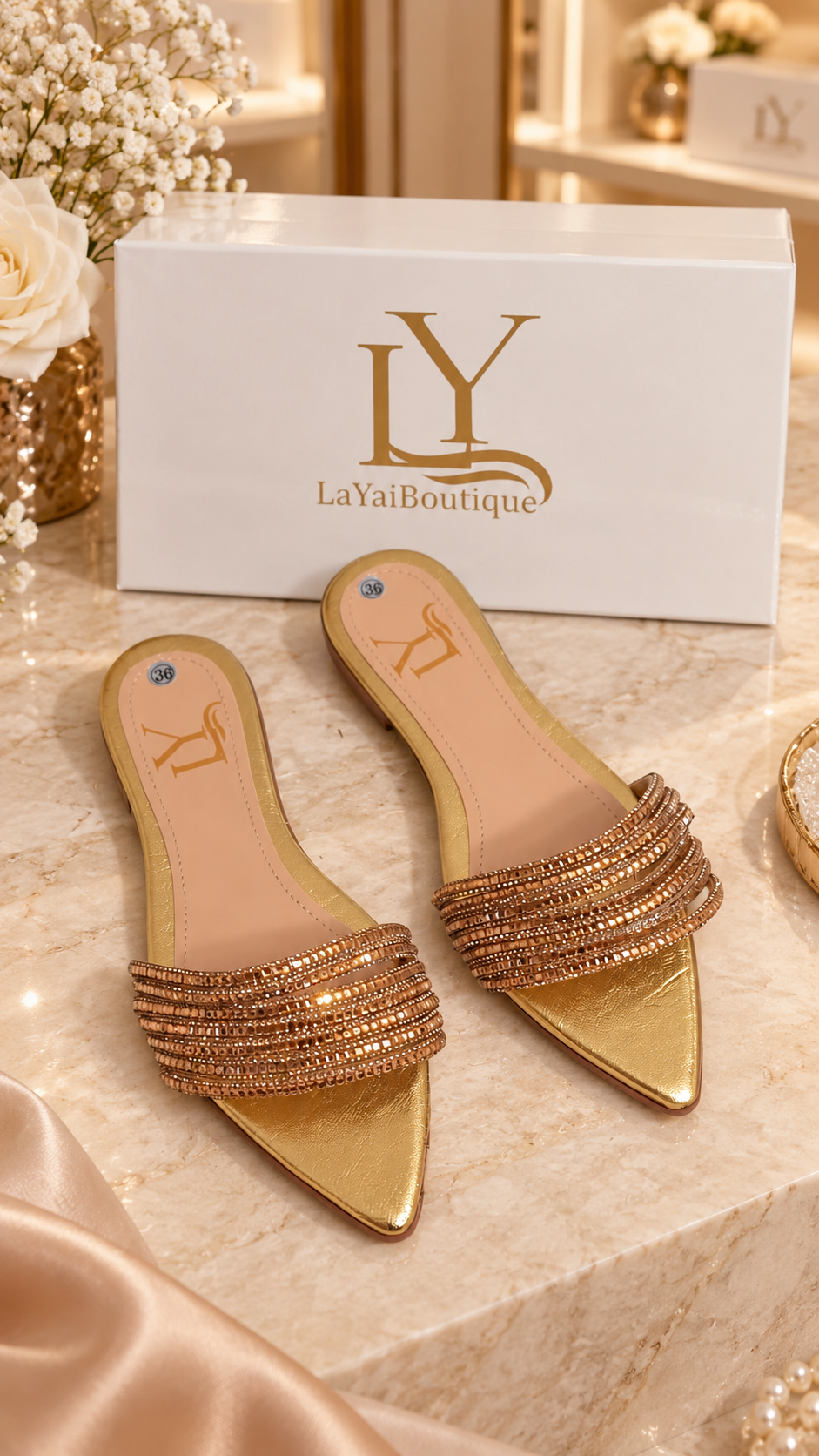 LY Golden Sparkle Sandals| Standard line