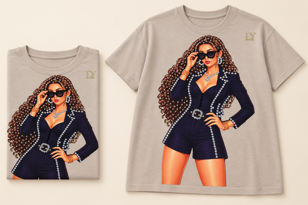 Glam Girl Rhinestone Oversize T-Shirt