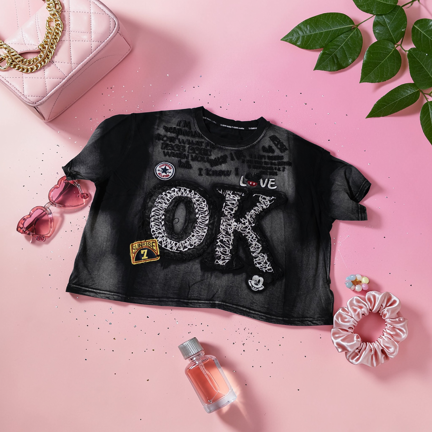 Crop Tee Urban OK Luxe /Blusón/Negro