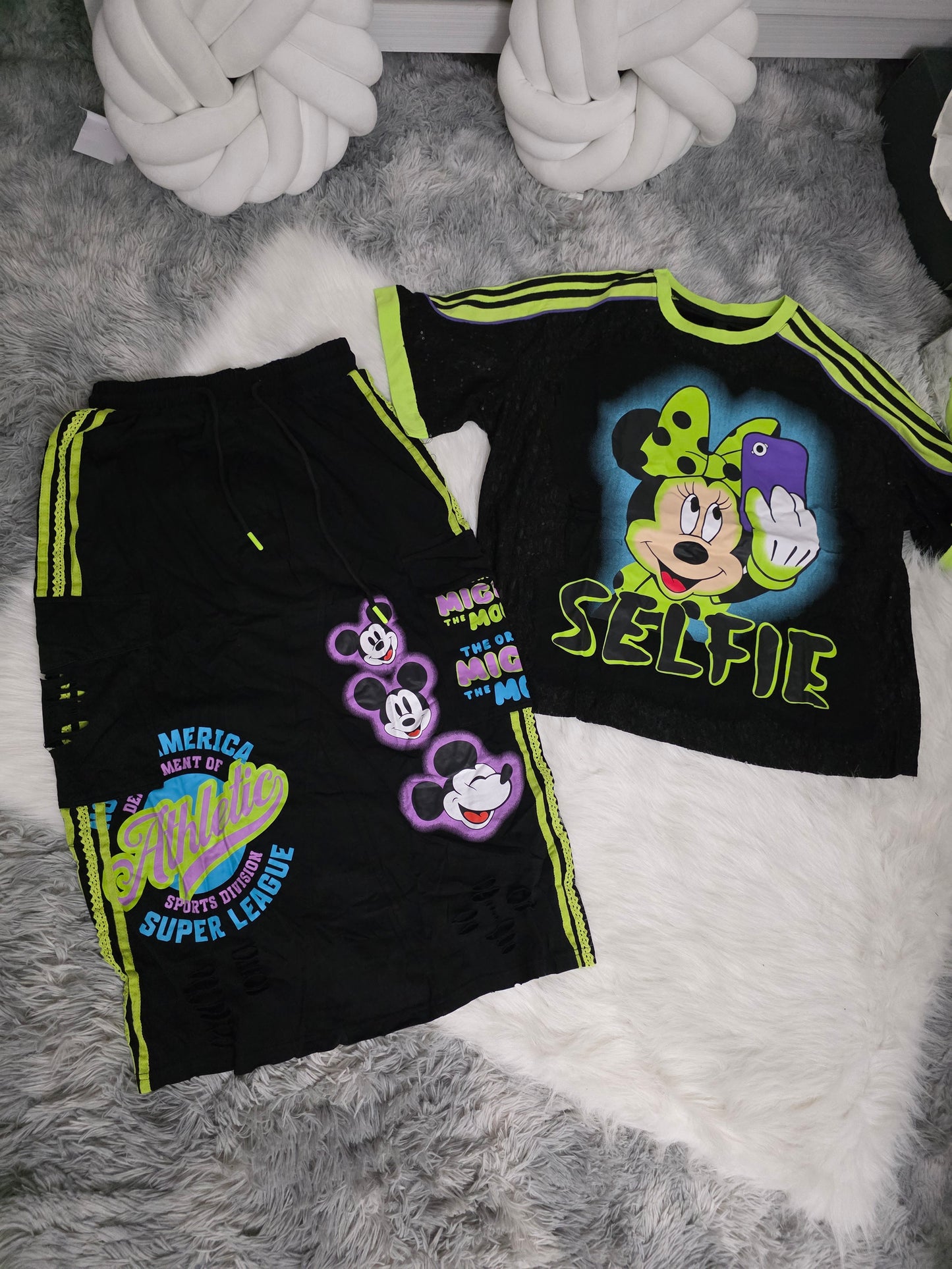 Conjunto Falda Neon Street/Negro y Verde