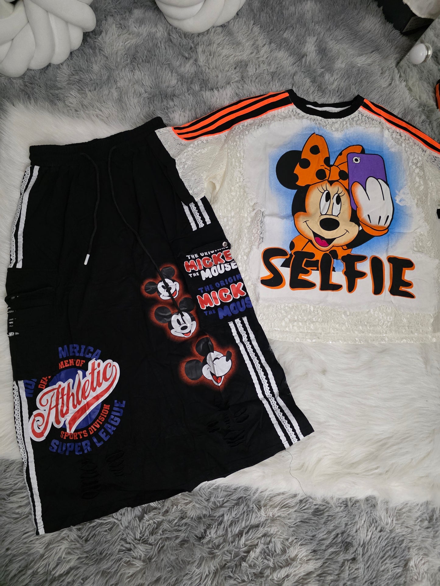 Conjunto Falda Neon Street/Blanco y Negro