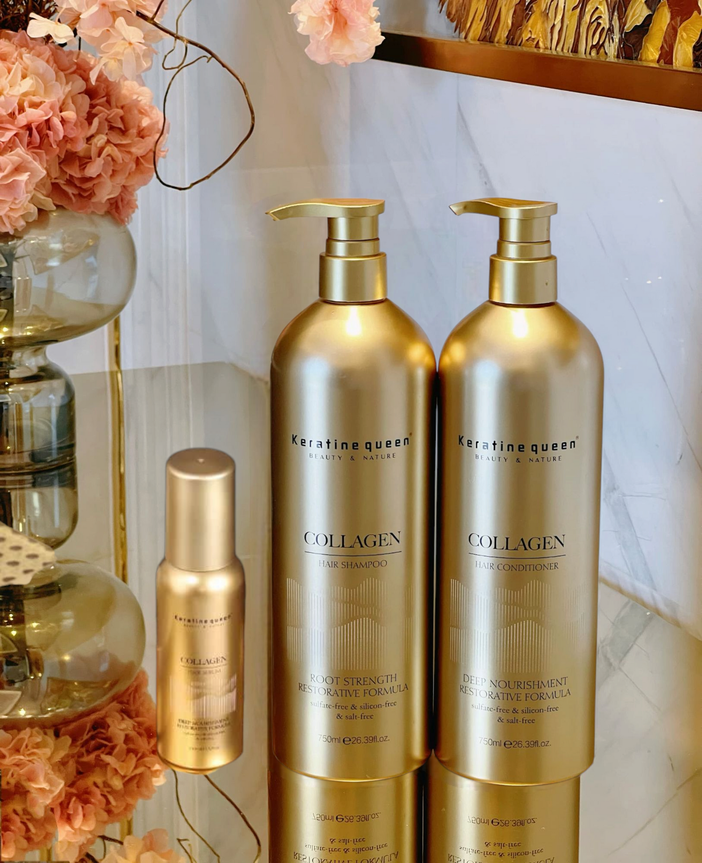 Trio De Shampú Acondicionador & Aceite Capilar De Colágeno para El Cabello