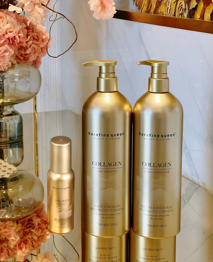 Trio De Shampú Acondicionador & Aceite Capilar De Colágeno para El Cabello