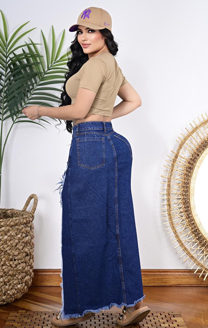 Falda Denim  Curve Rebel Chic/Azul Oscuro