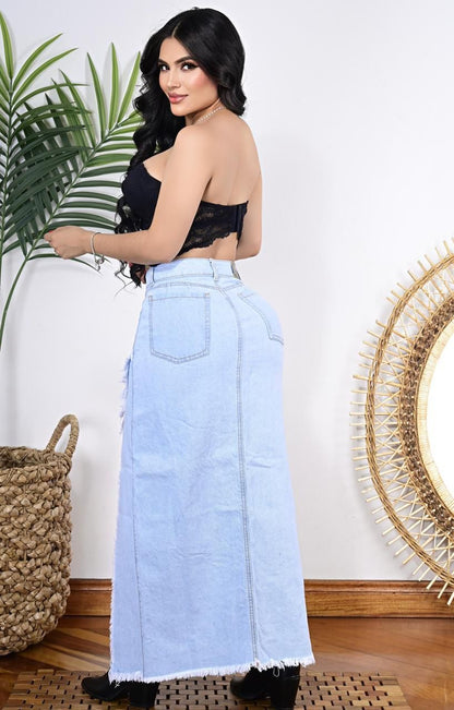 Falda Denim  Curve Rebel Chic/Azul Cielo