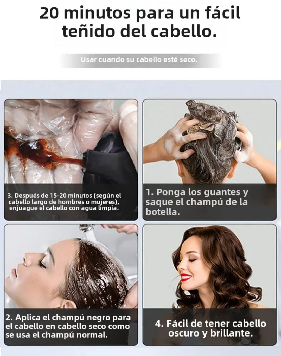 Shampú Tinte 3 en 1 para el Cabello