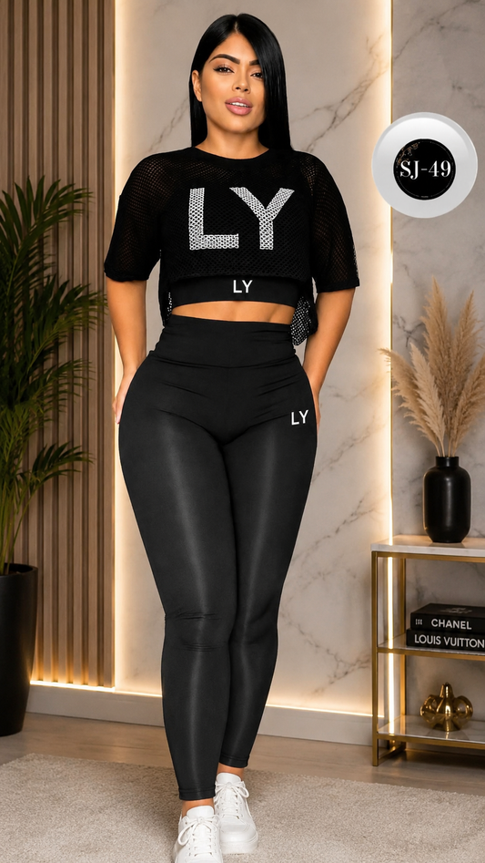 Conjunto Deportivo LY Glam Fit/Negro / Set 3 Piezas