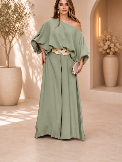 Soft Olive Green Elegance Palazzo Set