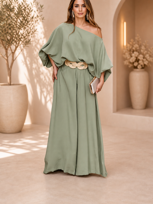 Conjunto Palazzo Elegancia Verde oliva suave