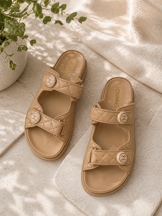 Sandalias Boutique Quilted Camel/Linea Premium