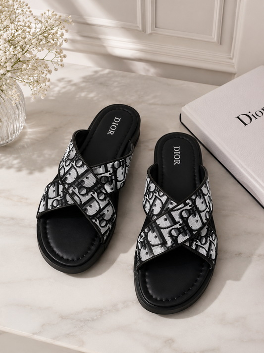 Sandalias Monograma Cruzadas Élite/Negro Línea Premium