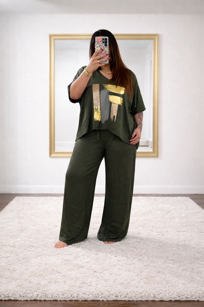 Conjunto de Dama Verde-olivo