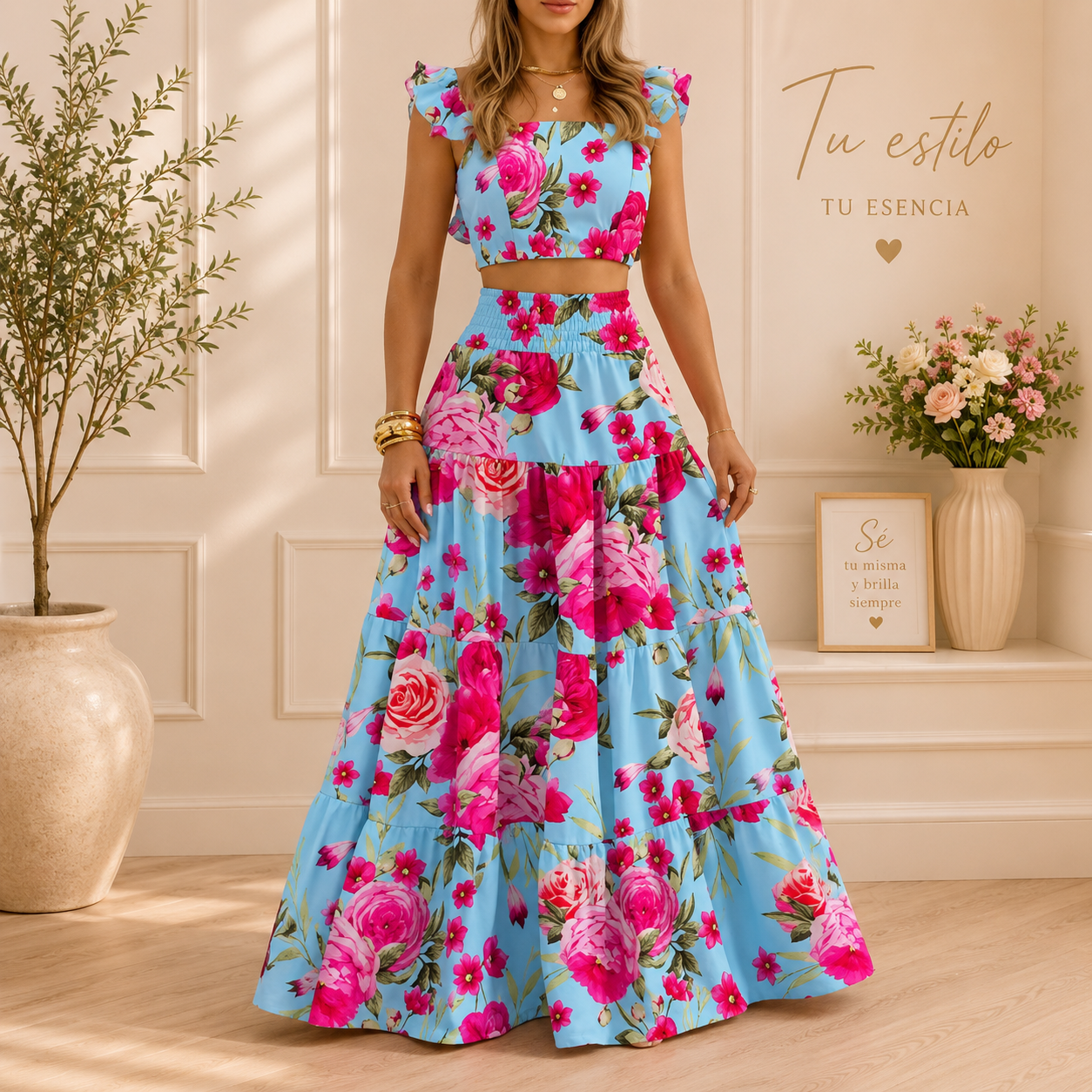 Conjunto Top&  Falda  2 Piezas  Bella Primavera