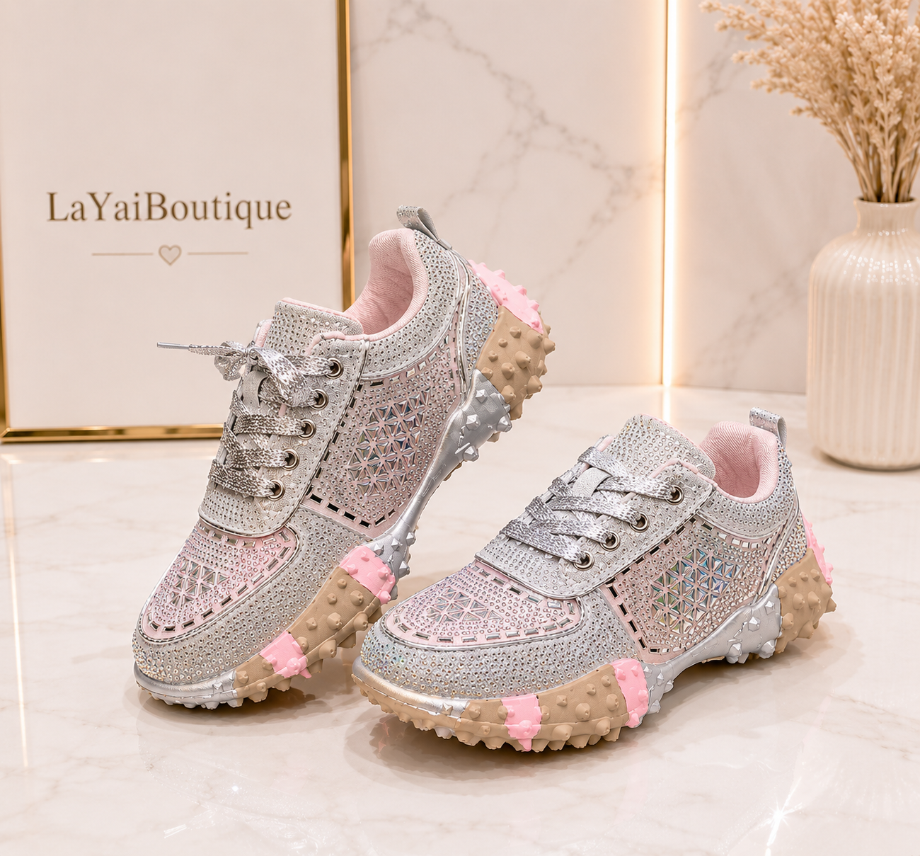 Sneakers Chunky Diamond/Plateado Perla/Linea Estándar