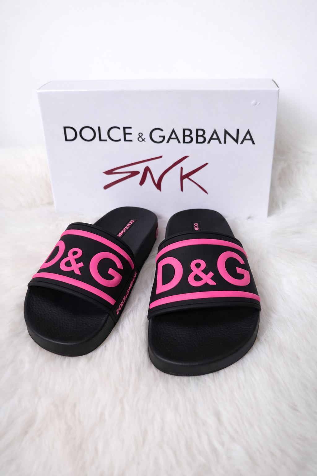 Sandalias Slide Luxury/Linea Premium/Negro y Rosa