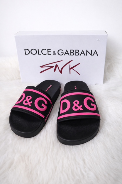 Sandalias Slide Luxury/Linea Premium/Negro y Rosa