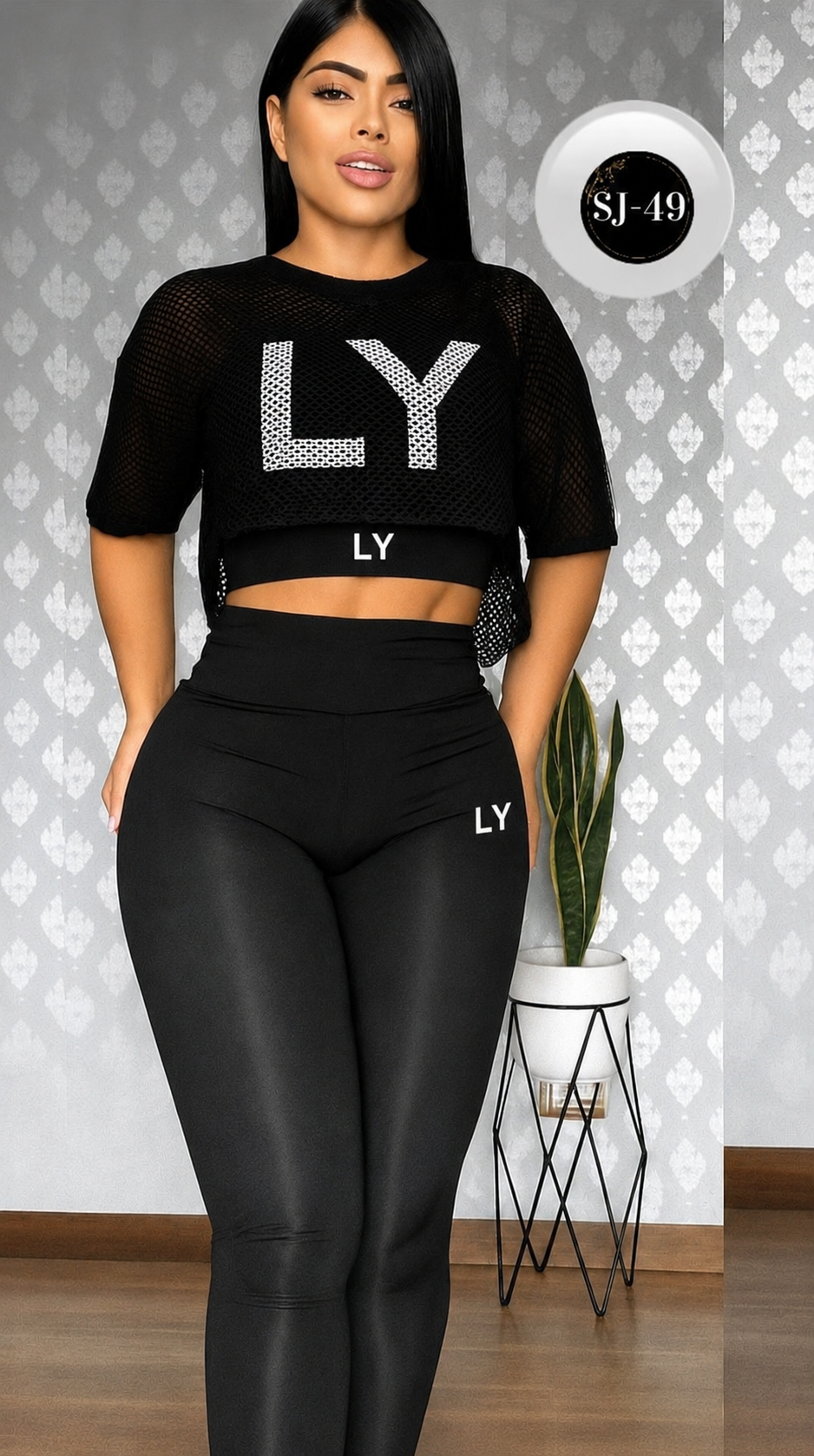 Conjunto Deportivo LY Glam Fit/Negro / Set 3 Piezas