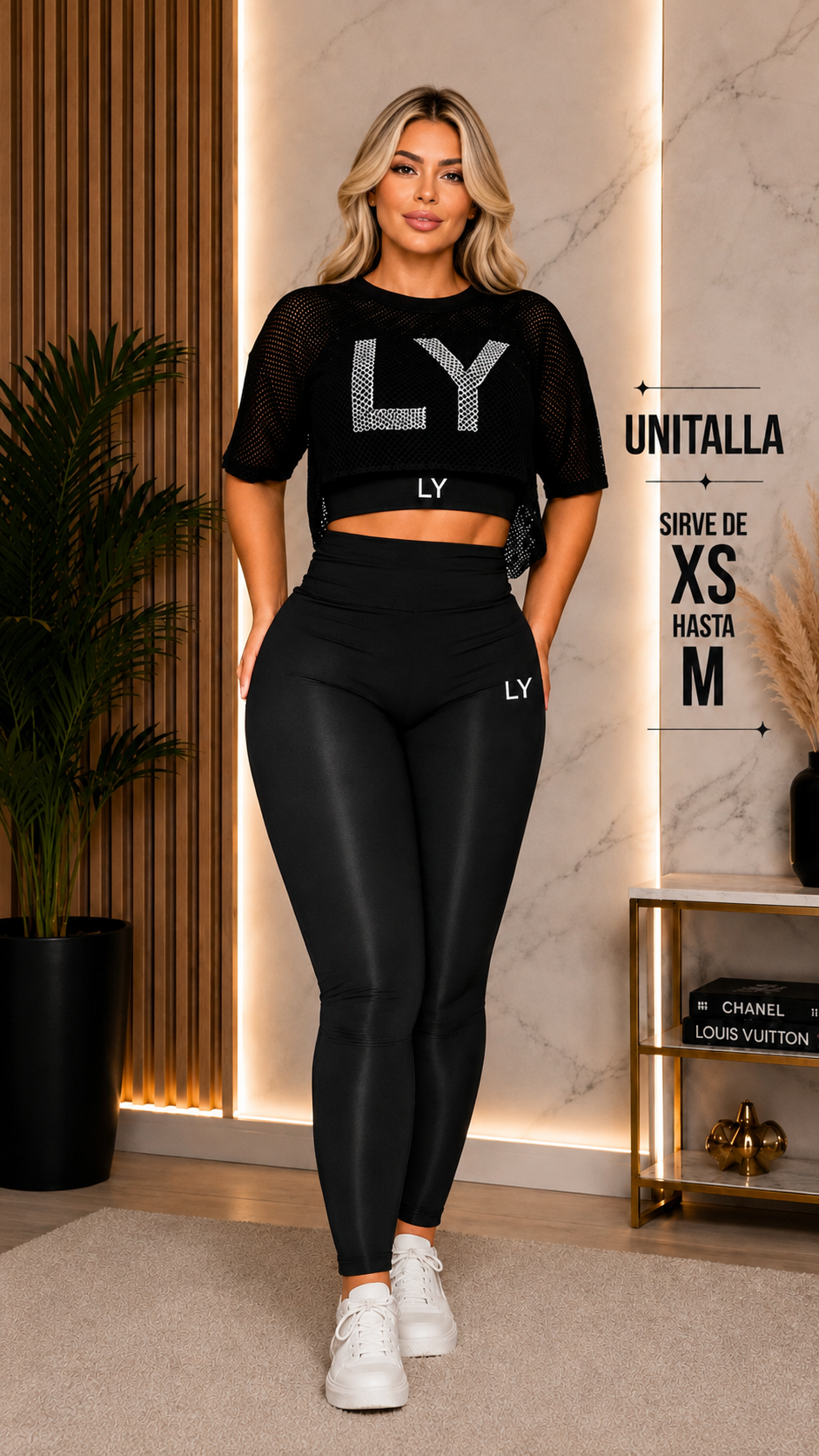 Conjunto Deportivo LY Glam Fit/Negro / Set 3 Piezas