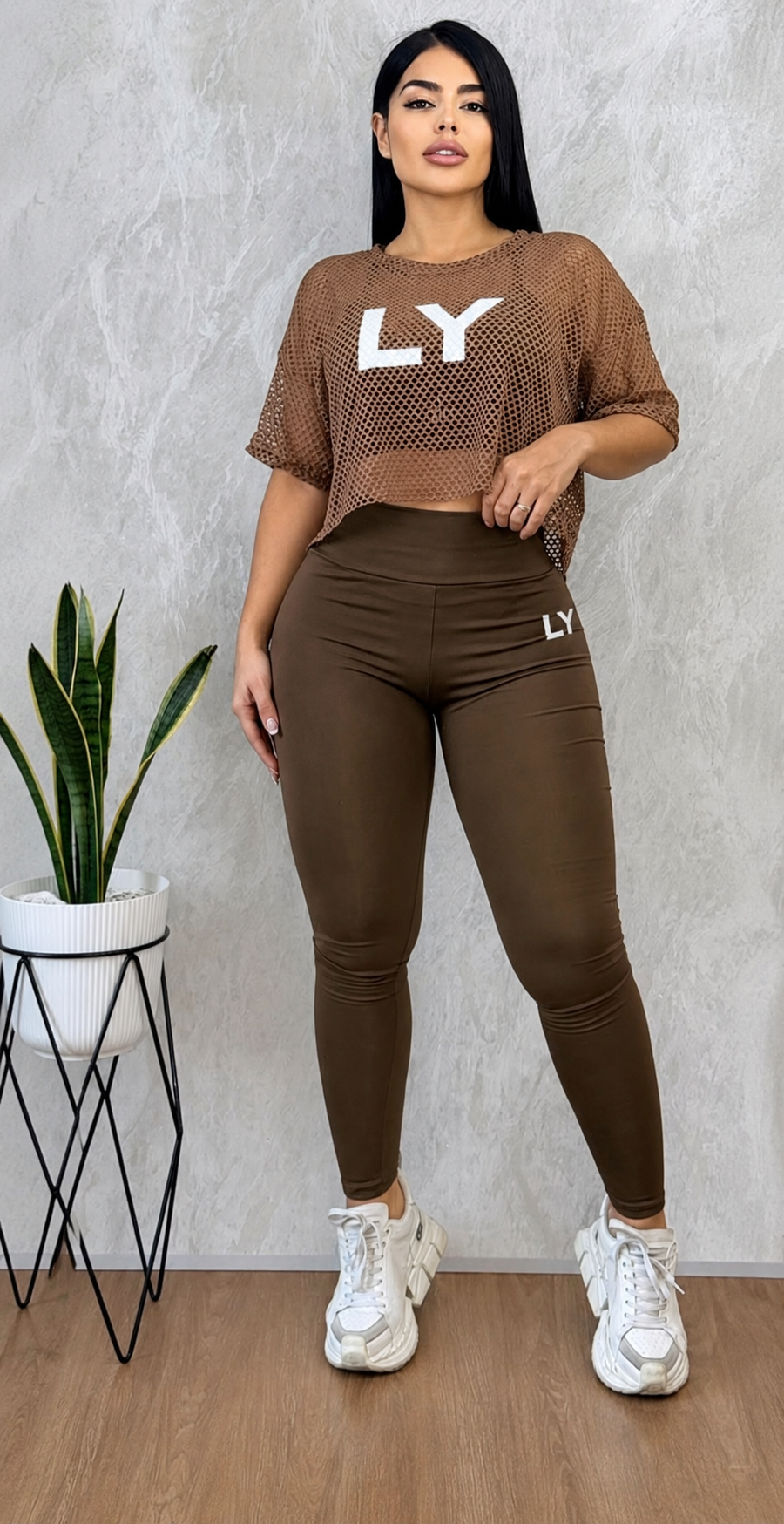 Conjunto Deportivo LY Glam Fit/Carmelita/Set 3 Piezas