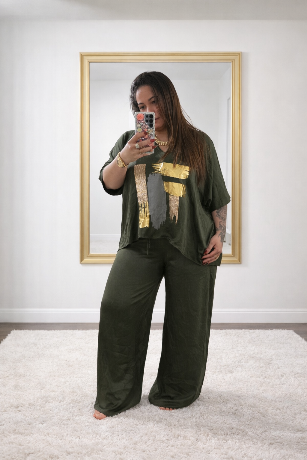 Conjunto de Dama Verde-olivo