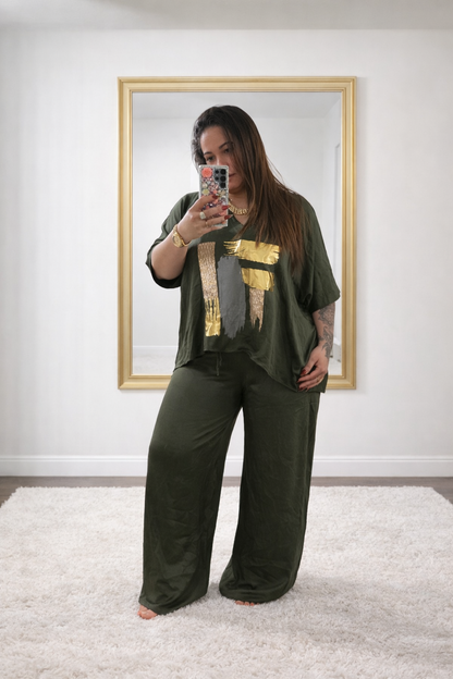 Conjunto de Dama Verde-olivo