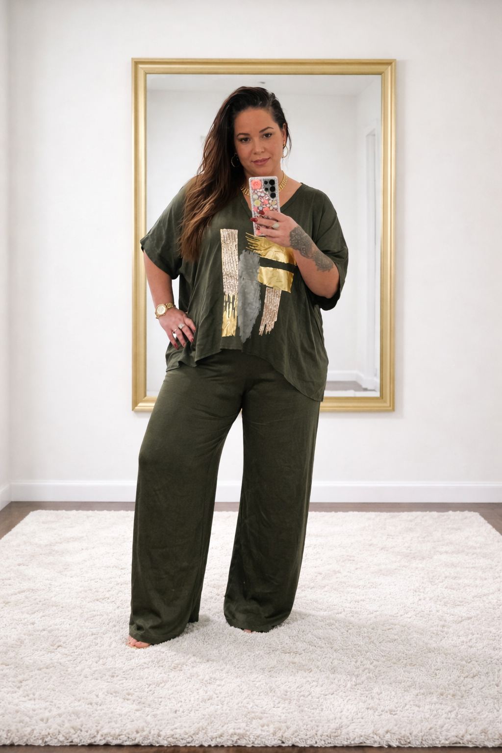 Conjunto de Dama Verde-olivo