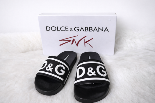 Sandalias Slide Luxury/ Negro y Blanco