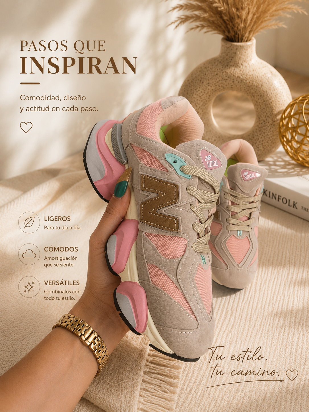 Sneaker  Rosé y Beige /Línea Estándar