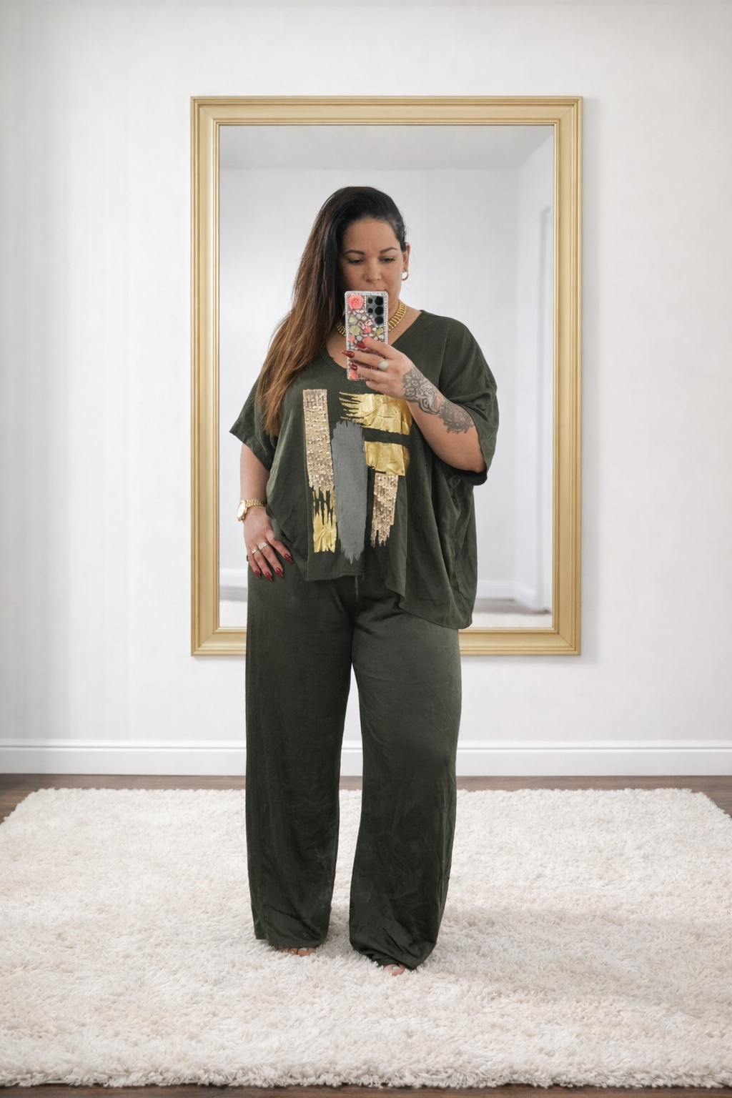 Conjunto de Dama Verde-olivo