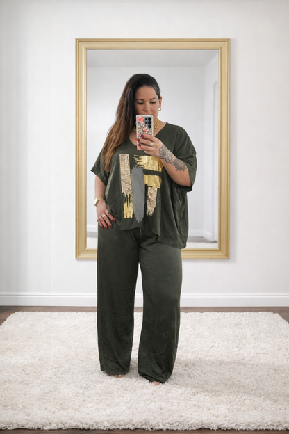 Conjunto de Dama Verde-olivo