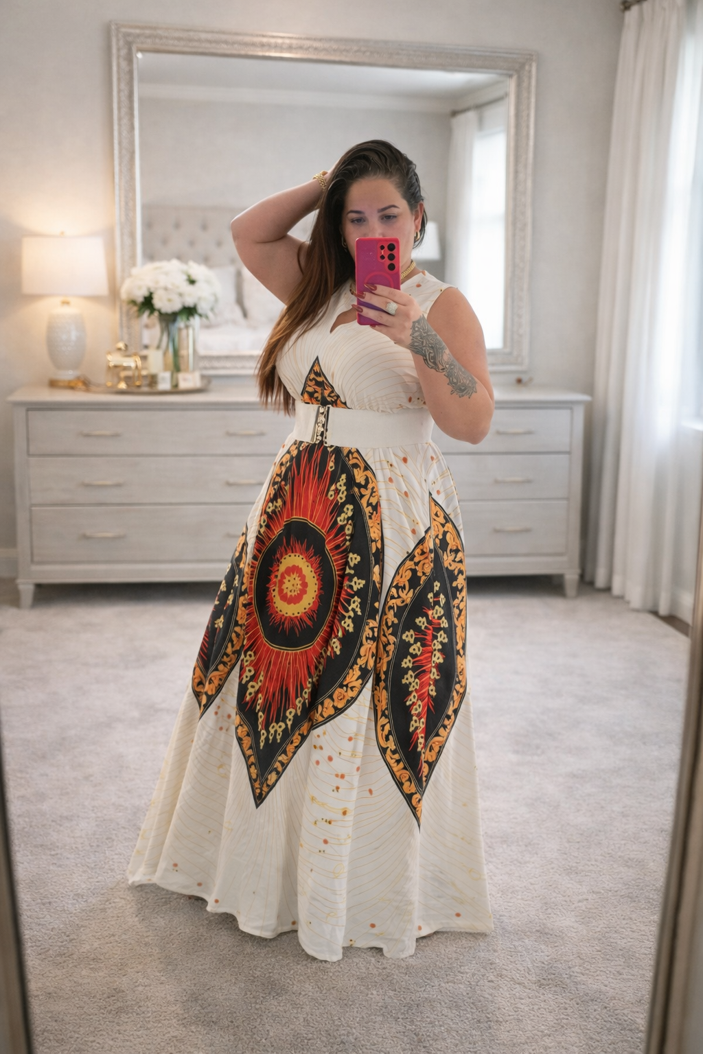 Vestido de Mujer Blanco Estampado