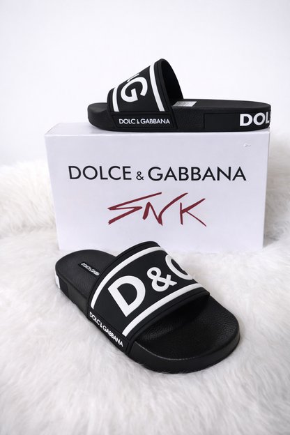 Sandalias Slide Luxury/ Linea Premium/Negro y Blanco