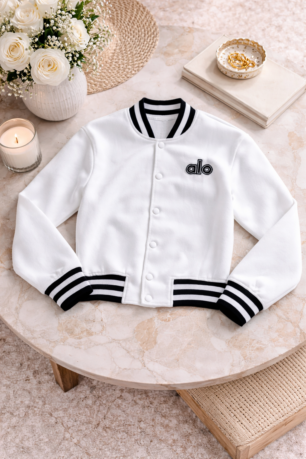 Chaqueta Cotton Luxe Varsity/Blanco
