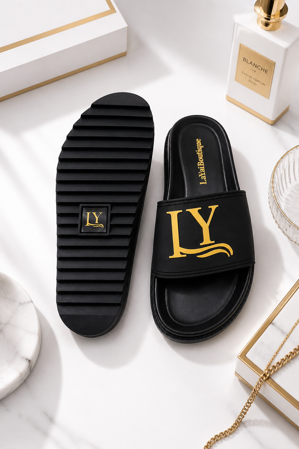 Sandalias LY Essentials/Línea Premium/ Negro