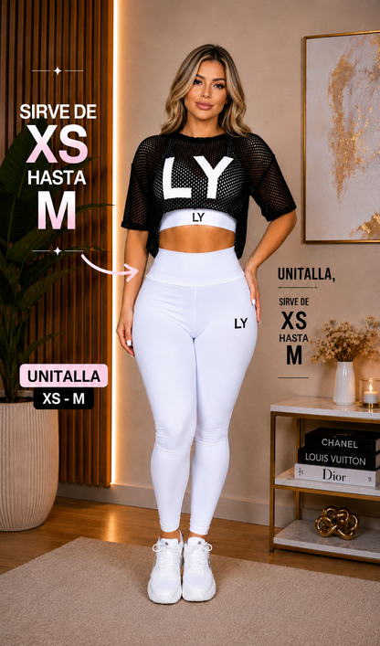 Conjunto Deportivo LY Glam Fit/Blanco/Set 3 Piezas