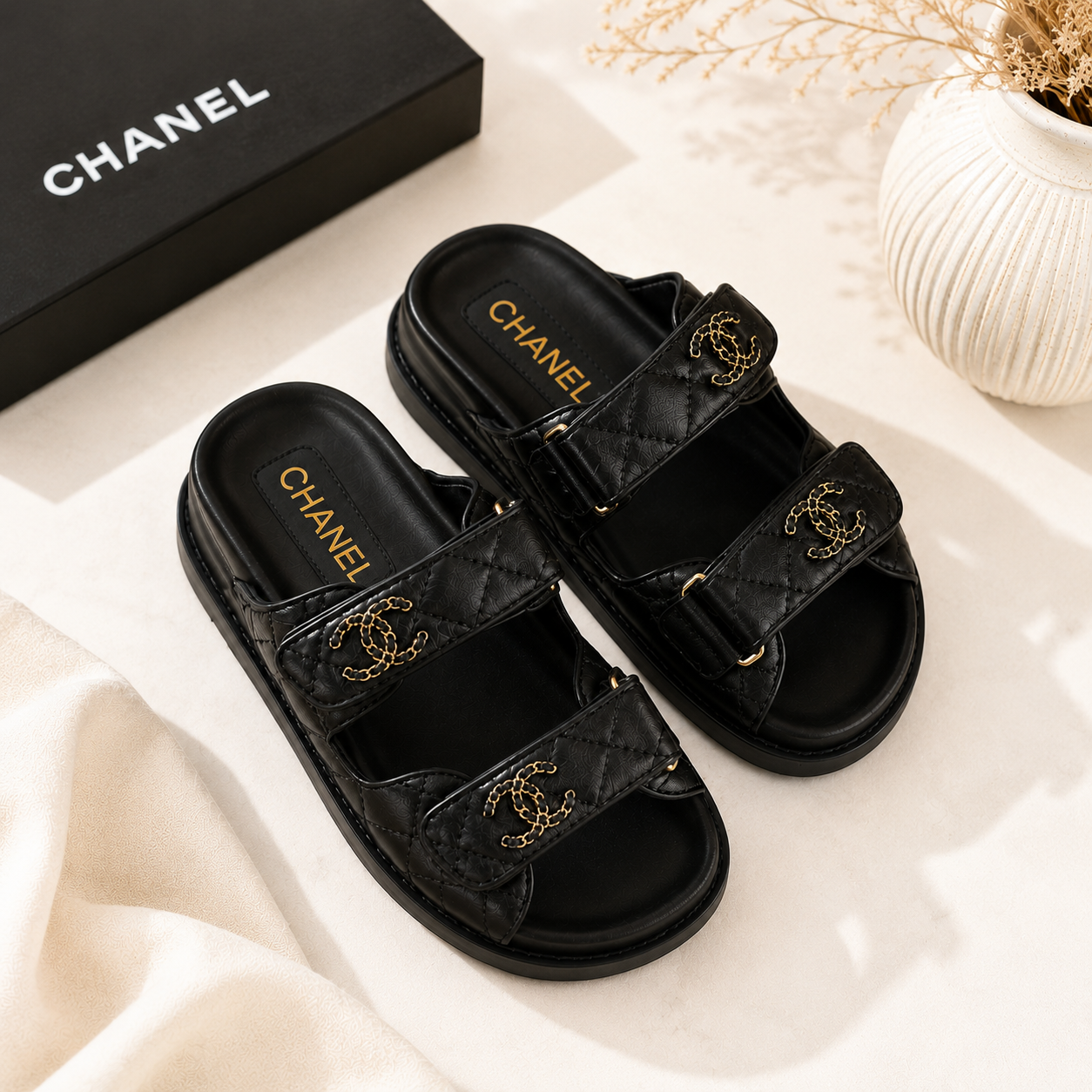 Sandalias Acolchadas Black Luxe/Línea Premium