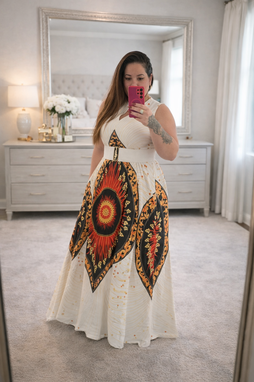 Vestido de Mujer Blanco Estampado