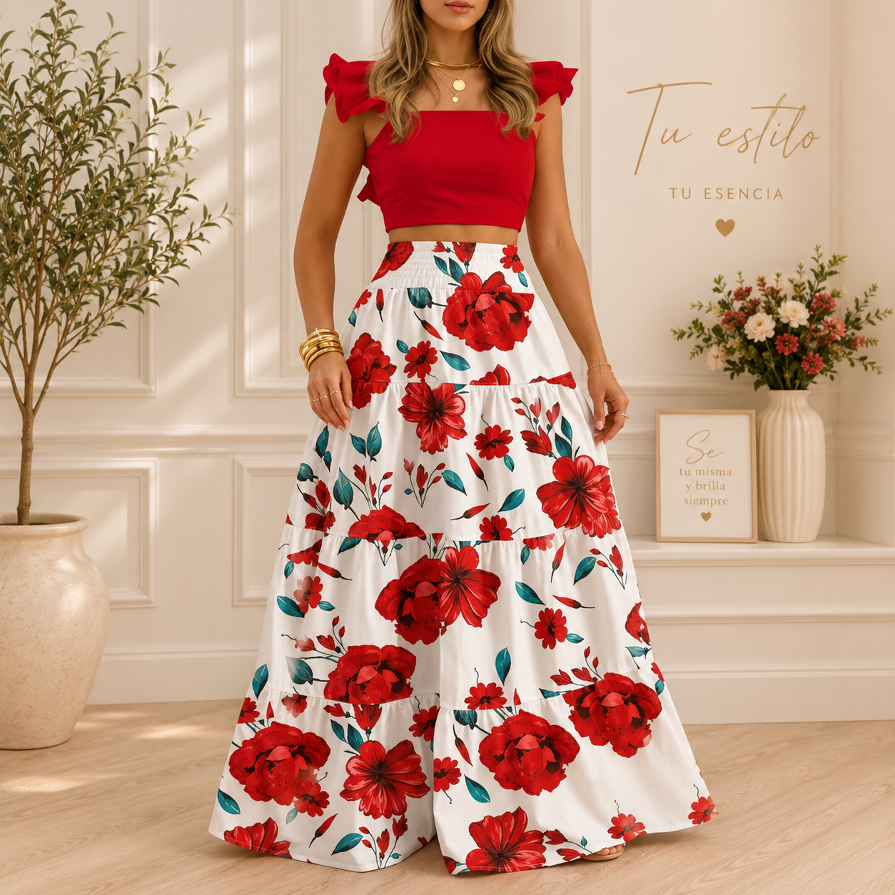 Conjunto Top&  Falda  2 Piezas  Bella Primavera