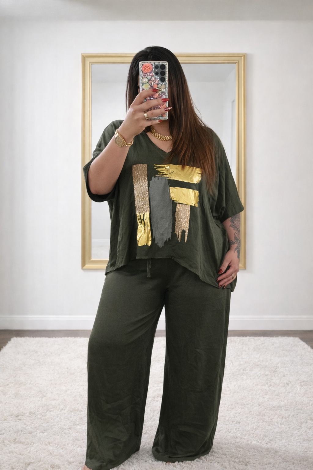 Conjunto de Dama Verde-olivo