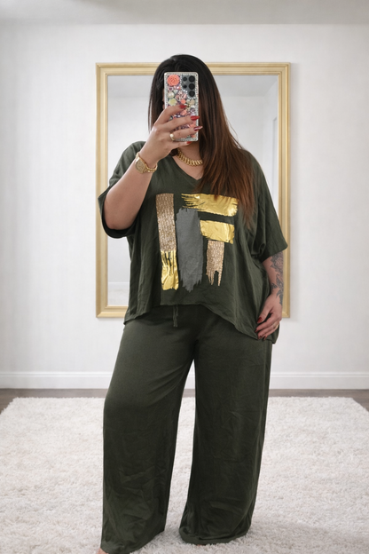 Conjunto de Dama Verde-olivo